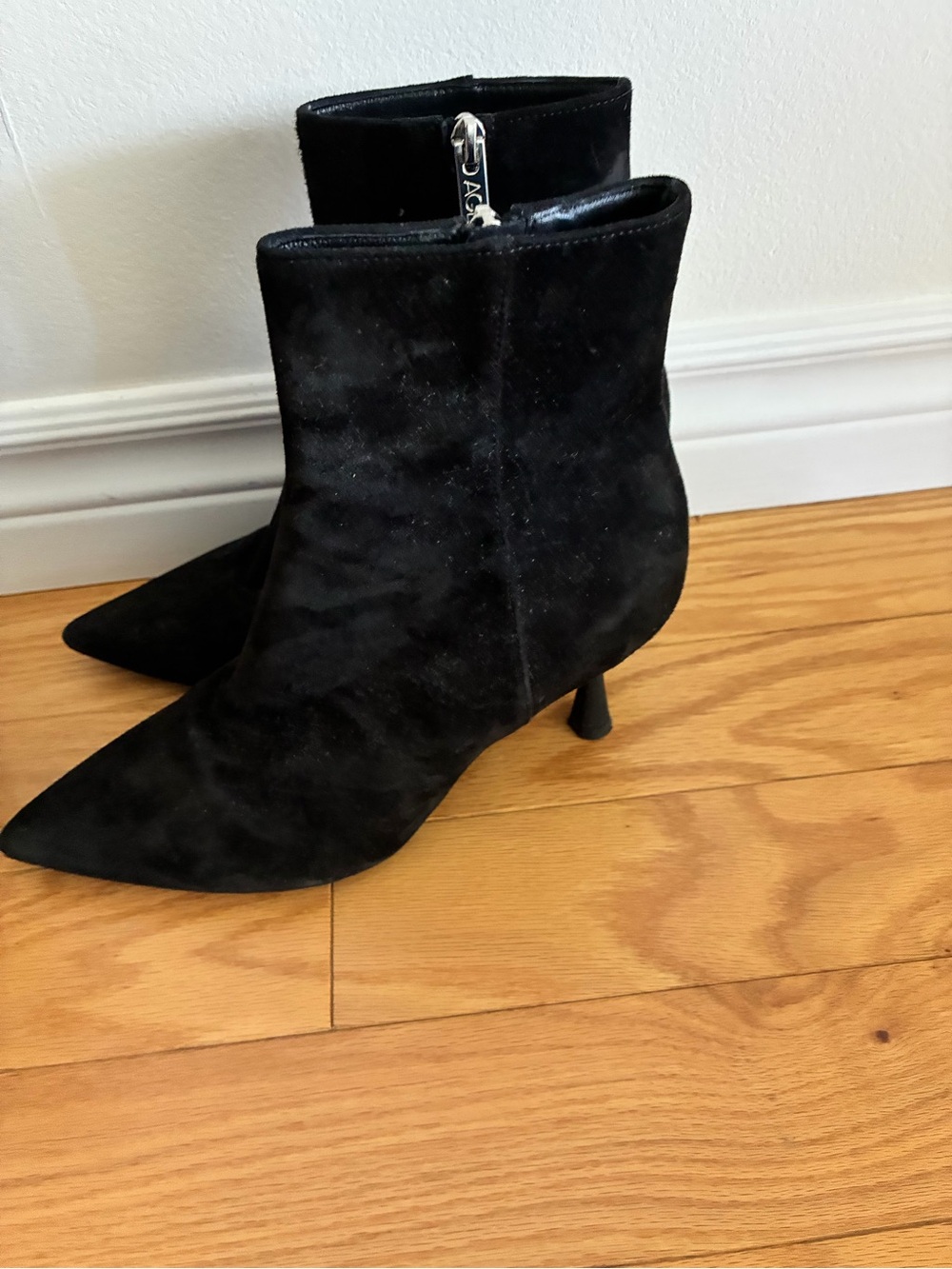 AGL Women's Black Suede Pointed-Toe Ankle Boots